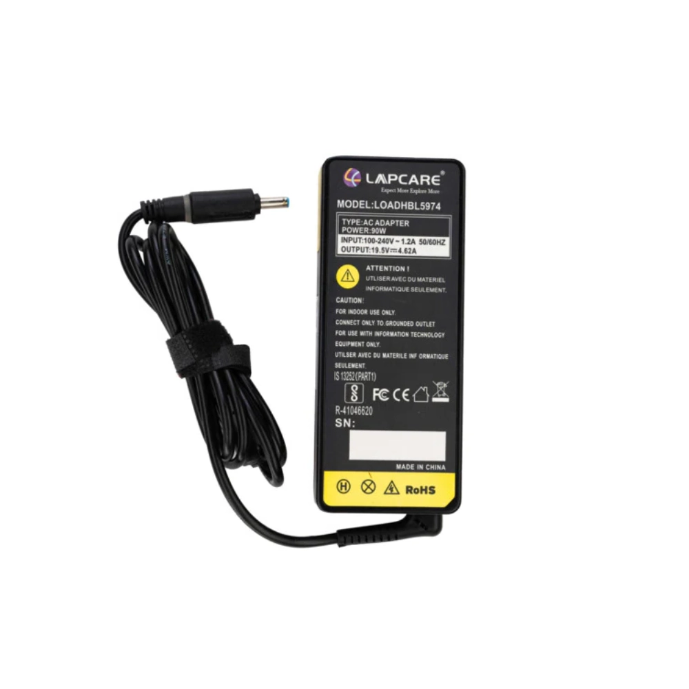 Lapcare Laptop Adapter Compatible For HP 90w | 19.5v/4.62a | 4.5mm x 3.0mm Blue Pin view 2